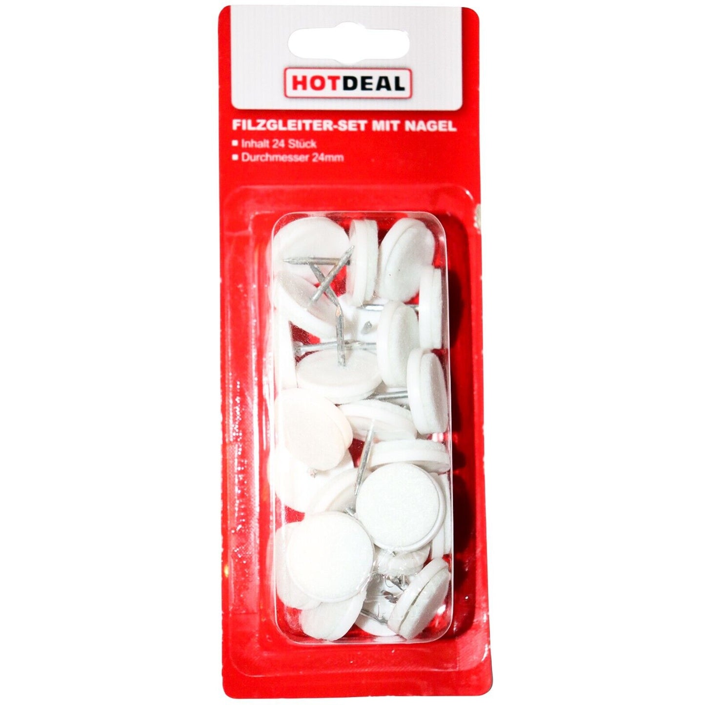 24x Filzgleiter Nagel Stuhlgleiter Parkettgleiter Möbelschoner Set weiß Ø 24 mm