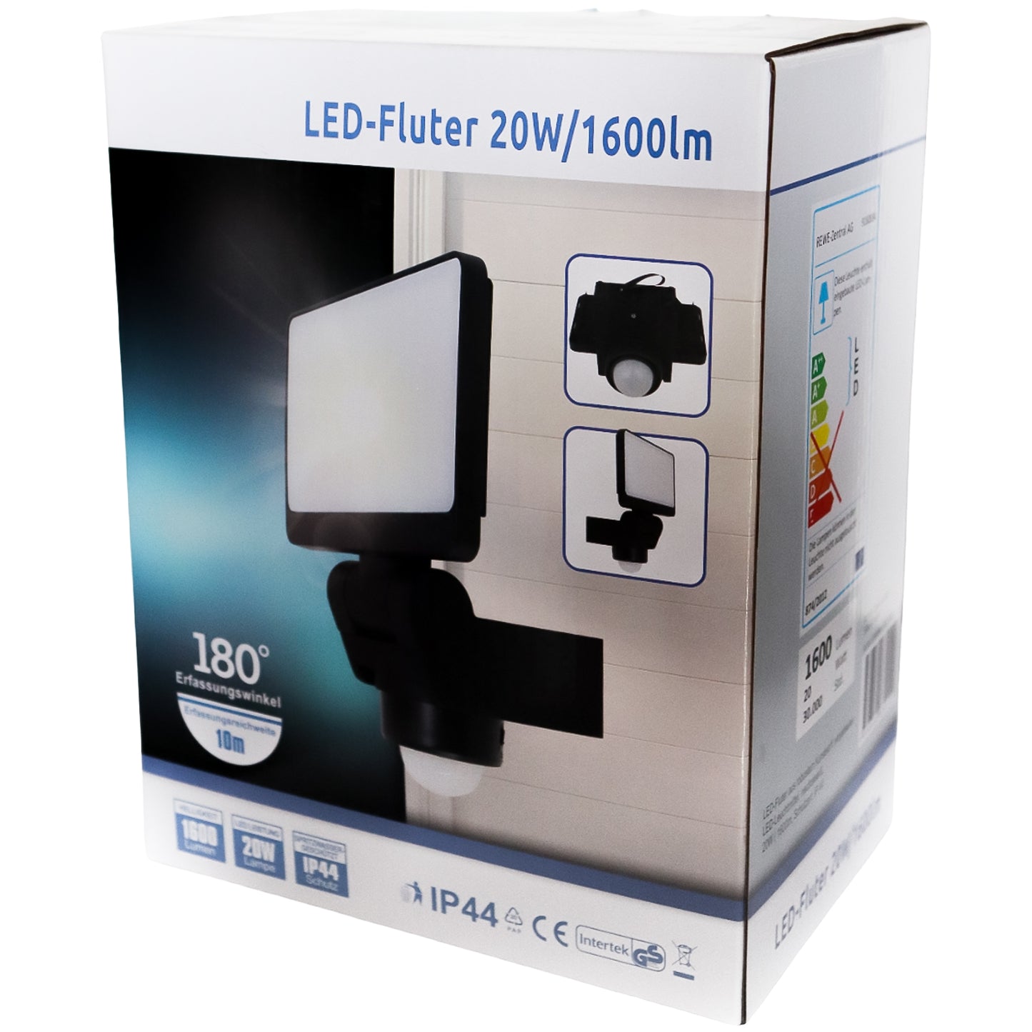 LED Fluter Bewegungsmelder 20W 1600lm Außenleuchte 180° Strahler neutral 5000K