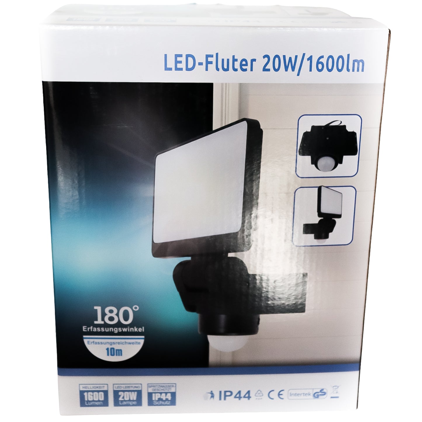 LED Fluter Bewegungsmelder 20W 1600lm Außenleuchte 180° Strahler neutral 5000K
